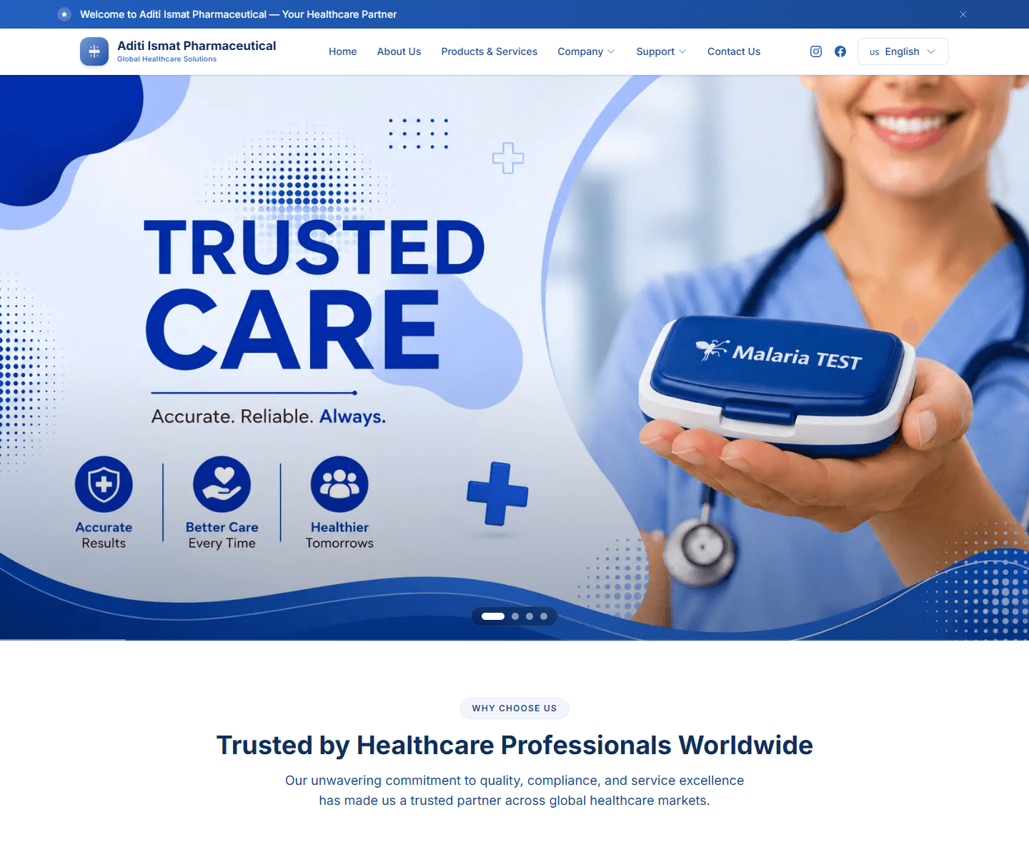 Aditi Ismat Pharmaceutical website preview